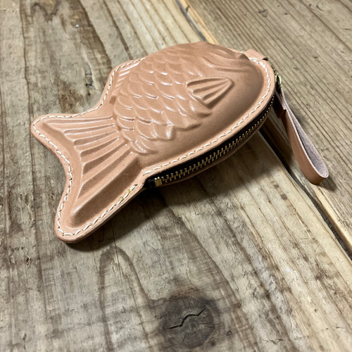 セット価格【極上栃木レザー】総手縫い　たい焼きポーチ Creare】栃木レザー 本革 たい焼きポーチ ICカード対応 財布