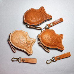 Creare】栃木レザー 本革 たい焼きポーチミニ コインケース 財布