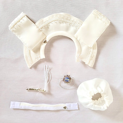564 小さな着せ替えお着物〈婚礼衣装・新郎用〉白絹と縁飾りが美しい正絹純白襲 20枚目の画像