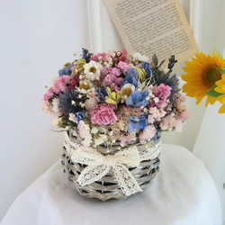 natural bluepurple dryflowers arrangement　ギフト　誕生日 3枚目の画像