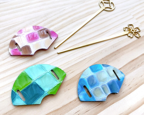 真鍮 × 本革 3Way 和風マジェステ 簪 帯留にもなるかんざし さくら