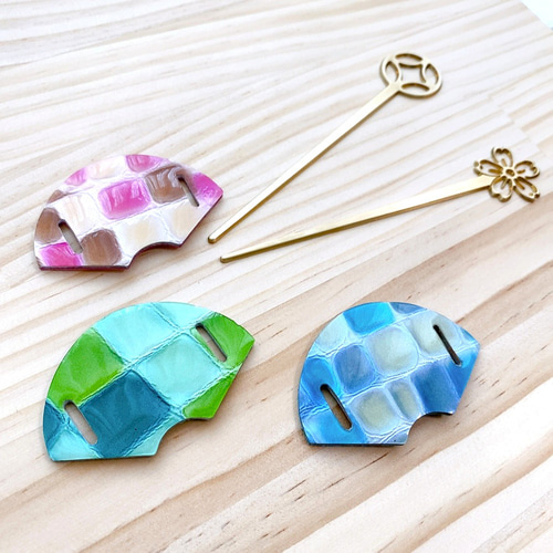 真鍮 × 本革 3Way 和風マジェステ 簪 帯留にもなるかんざし さくら