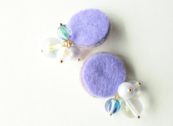 ＜titi～Nandemonai Hino Earrings～＞刺繡耳環“繡球花雫”防過敏多變 第4張的照片