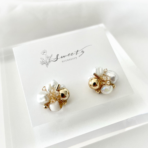 夏の淡水パールとティアドロップビジューピアス・イヤリング ピアス 