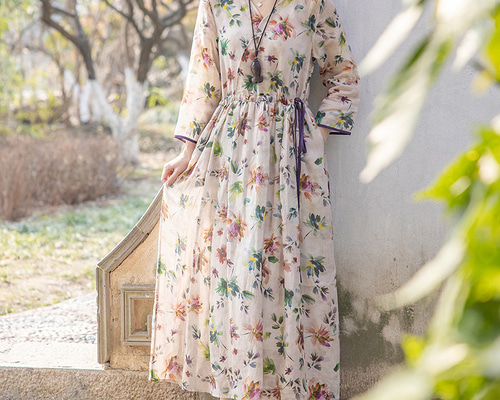 花柄 ワンピース ドレス ロング ロングワンピース 可愛い 流行