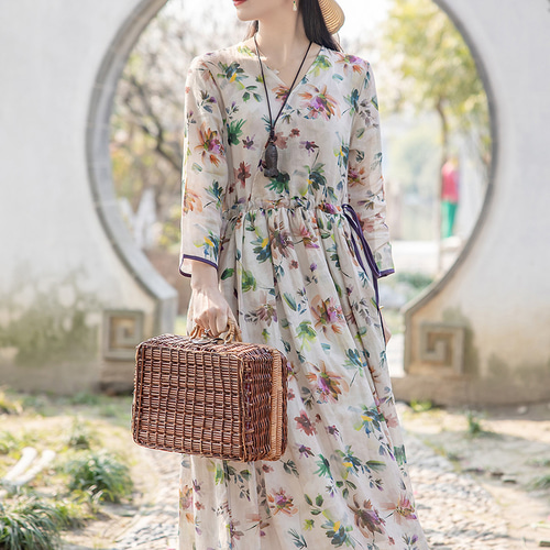 花柄 ワンピース ドレス ロング ロングワンピース 可愛い 流行