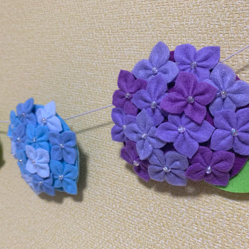 受注制作】紫陽花 あじさいガーランド お花多め ガーランド meru 通販