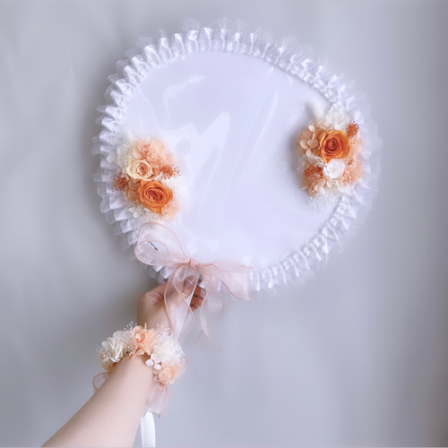 フラワーうちわカバー 〜 orange 〜 その他ファッション雑貨