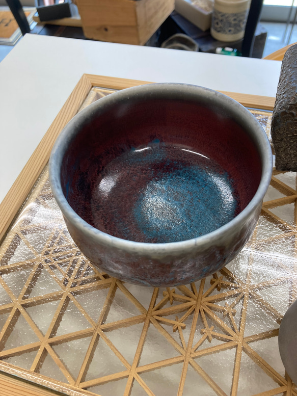 和田山真央　抹茶茶碗と抹茶入れ　どちらも一点もの 2枚目の画像