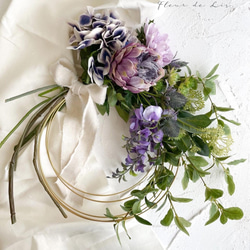 ハンドメイドドライフラワー　ラベンダー ディスプレードーム 煌めきガラスドームアレンジ（ラベンダー） アートフラワー fleurdelis