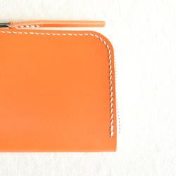 クレーブスオレンジのヌメ革のL字ファスナー財布　L267 5枚目の画像