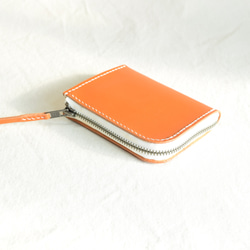 クレーブスオレンジのヌメ革のL字ファスナー財布　L267 4枚目の画像