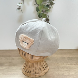 くまちゃん刺繍のキッズベレー帽 くすみカラー 帽子(ベビー