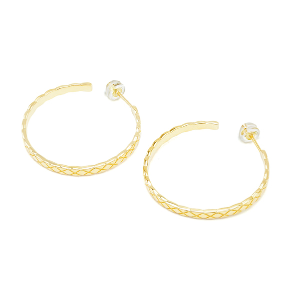 菱模様のフープピアス E0408（4週間発送） 2枚目の画像