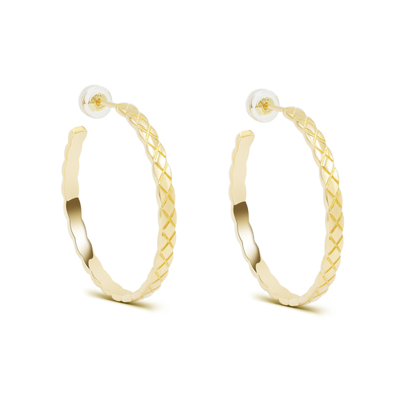 菱模様のフープピアス E0408（4週間発送） 1枚目の画像