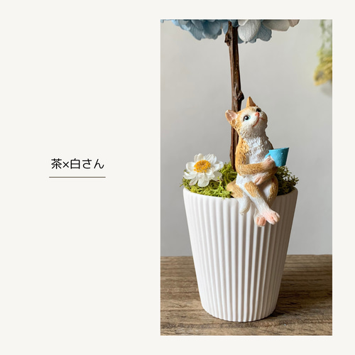 それぞれの彩り まんまるの想いを贈る お座り猫の紫陽花トピアリー 猫