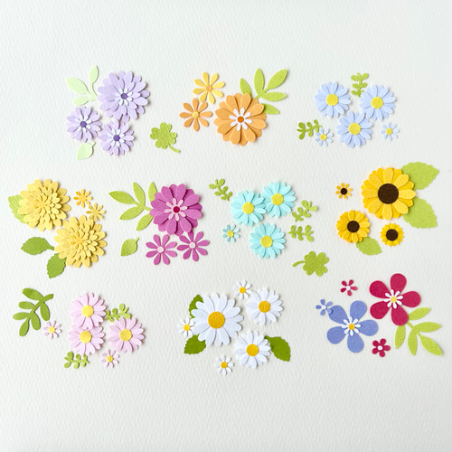 クラフトパンチのお花いろいろと葉っぱのセット〜ペーパーフラワー