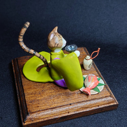 「めで鯛」 猫　置物 3枚目の画像
