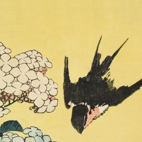 葛飾北斎、紫陽花に燕、日本画、和モダンポスター、古民家 葛飾北斎、紫陽花に燕、日本画、和モダンポスター、古民家