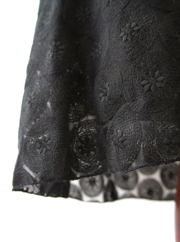 バレエ　ラップスカート[ドット花刺繍×ブラック/サイドレースHR132Bblack51-122]HR132Ablack 10枚目の画像