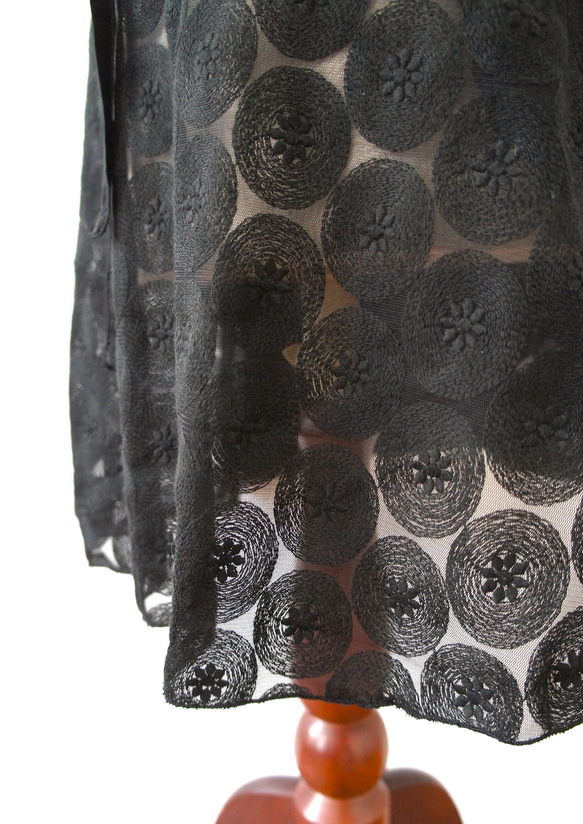 バレエ　ラップスカート[ドット花刺繍×ブラック/サイドレースHR132Bblack51-122]HR132Ablack 9枚目の画像