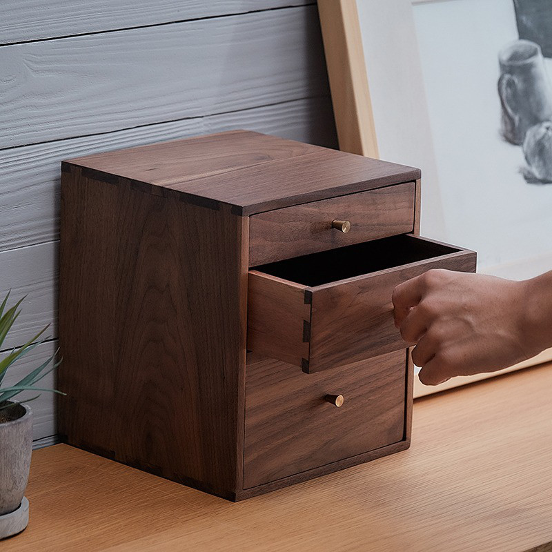 3段 アンティーク 工芸 木製 昭和レトロ 三段引出し 民芸 無垢 小物入れ