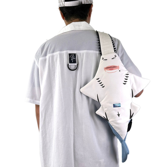 設計款PD117a - 【純棉帆布】鋸鰩立體造型肩背包#寶寶藍 第5張的照片
