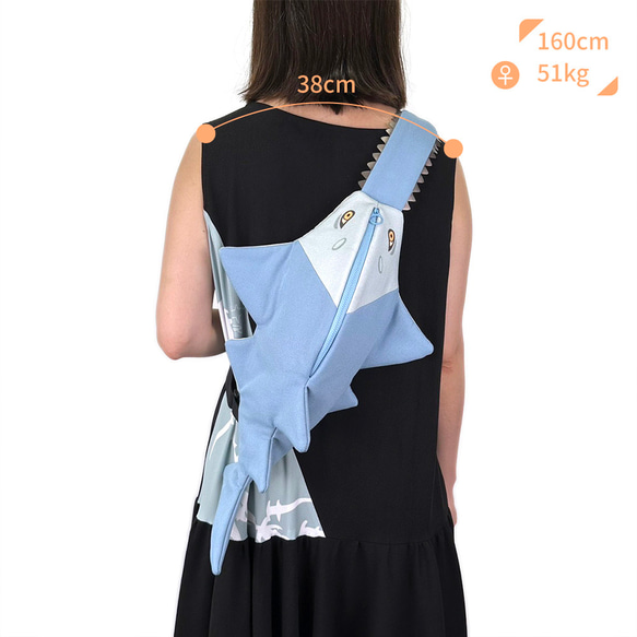 設計款PD117a - 【純棉帆布】鋸鰩立體造型肩背包#寶寶藍 第4張的照片