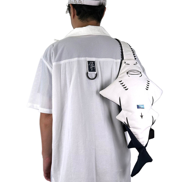 設計款PD117b - 【純棉帆布】鋸鰩立體造型肩背包#暗夜藍 第5張的照片