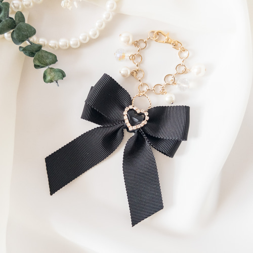 削除あり ジューシークチュール リボン ハートチャーム付き バッグ