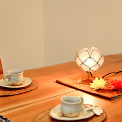 テーブルランプ 卓上照明 ロータス 蓮の花 カピス貝 ライトピンク　Lサイズ E12/20W S-0002-LPK 6枚目の画像