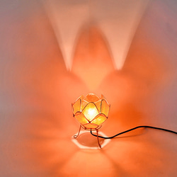 テーブルランプ 卓上照明 ロータス 蓮の花 カピス貝 オレンジ　Lサイズ E12/20W S-0002-OR 5枚目の画像