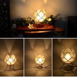 テーブルランプ 卓上照明 ロータス 蓮の花 カピス貝 ホワイト　Lサイズ E12/20W S-0002-WH 4枚目の画像