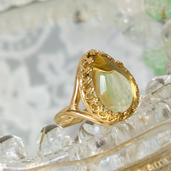 雫のレモンクォーツ ring （ゴールドカラーリング・フリーサイズ） 18枚目の画像