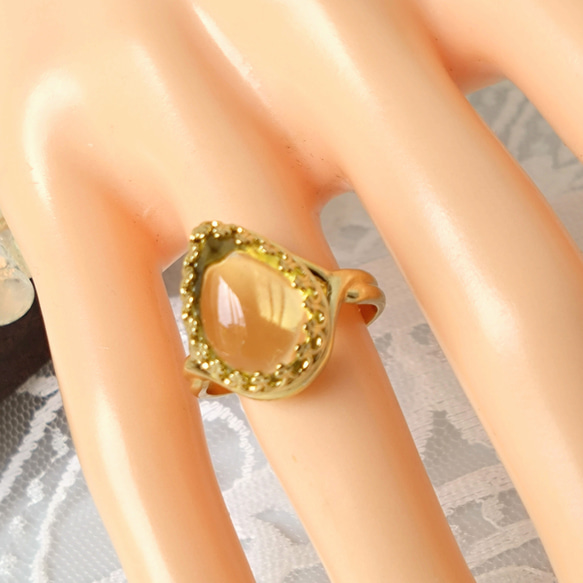 雫のレモンクォーツ ring （ゴールドカラーリング・フリーサイズ） 8枚目の画像