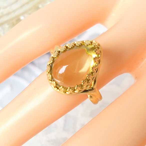 雫のレモンクォーツ ring （ゴールドカラーリング・フリーサイズ） 4枚目の画像