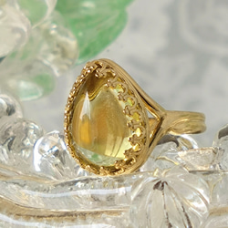 雫のレモンクォーツ ring （ゴールドカラーリング・フリーサイズ） 14枚目の画像