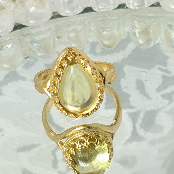 雫のレモンクォーツ ring （ゴールドカラーリング・フリーサイズ） 13枚目の画像