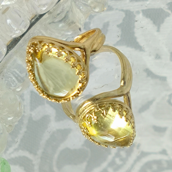 雫のレモンクォーツ ring （ゴールドカラーリング・フリーサイズ） 7枚目の画像