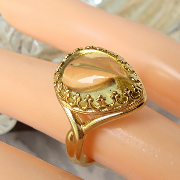 雫のレモンクォーツ ring （ゴールドカラーリング・フリーサイズ） 12枚目の画像