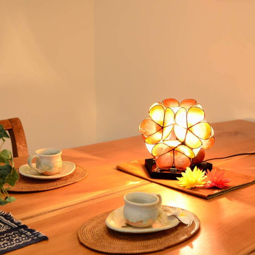 テーブルランプ 卓上照明 フラワーボール プルメリア カピス貝