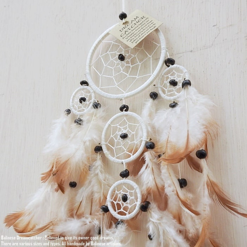 ドリームキャッチャー マクラメ Size S 幅9cm 長さ43~45cm 白 ホワイト