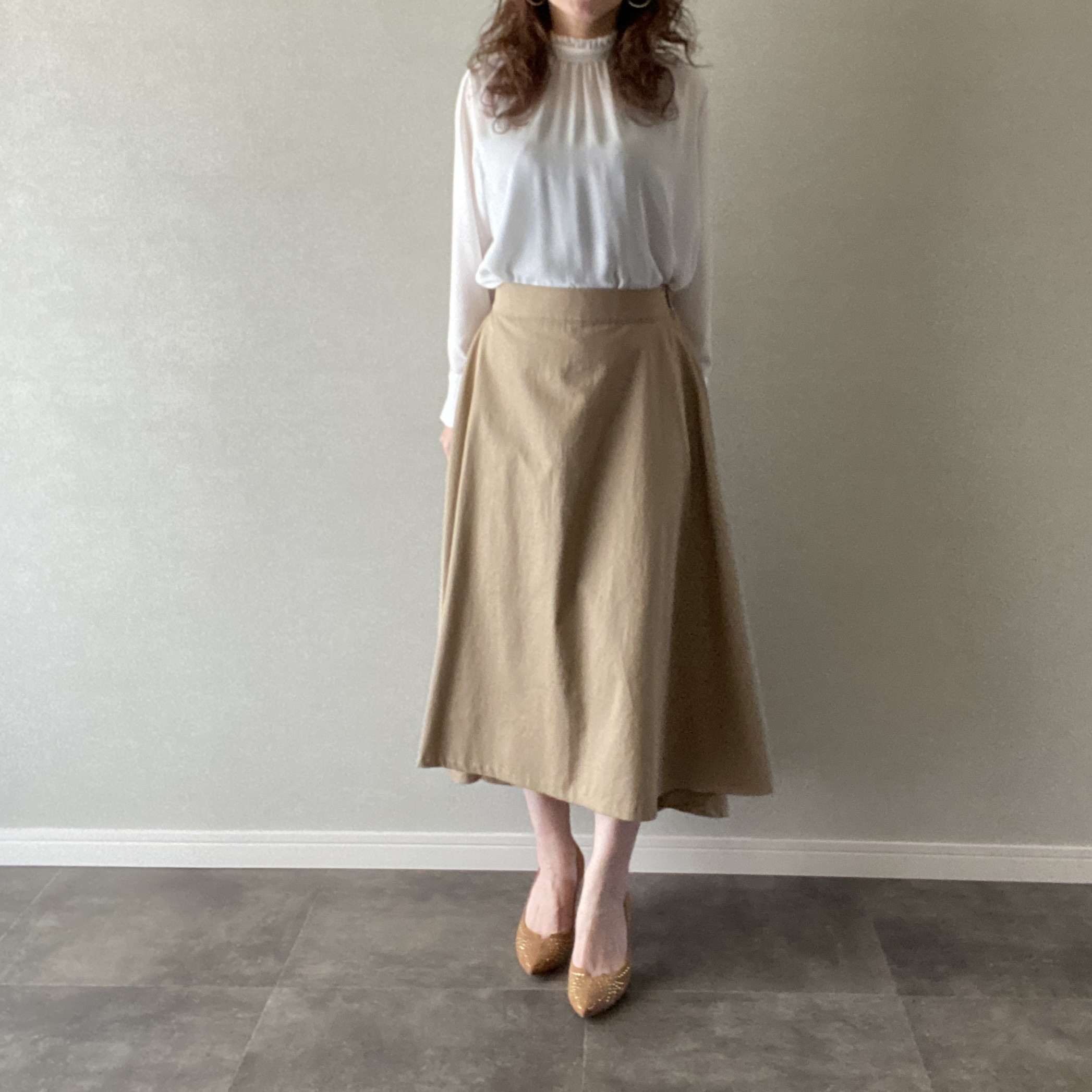 【En salon】オシャレ☆スカート ドレープ アシンメトリー ミドル丈［12115118］