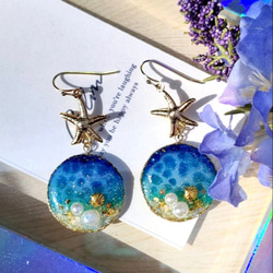 海 水面 レジン 波 ピアス /イヤリング ピアス（フック・チェーン