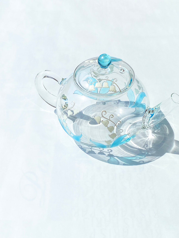 【天藍色鈴蘭】耐熱玻璃茶壺 | 母親節禮物、父親節禮物、結婚禮物、60歲生日 第10張的照片