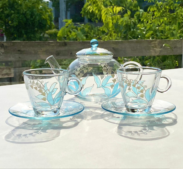 【天藍色鈴蘭】耐熱玻璃茶壺 | 母親節禮物、父親節禮物、結婚禮物、60歲生日 第6張的照片