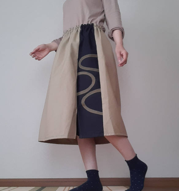 うさとの服 ストライプスカート風サルエルパンツ （大きいサイズ
