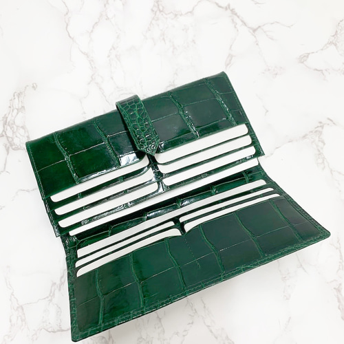 長財布 クロコダイル ポロサス ロングウォレット ZAO - 【最高級】 マットスモールクロコ (ポロサス) 薄マチ ロング