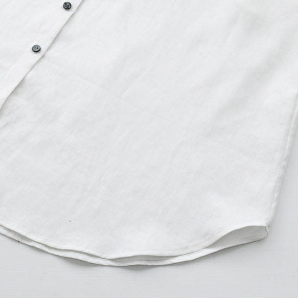 春夏秋と役立つ羽織り リネン 2way スタンドカラー長袖シャツワンピース （ホワイト）OP33. 16枚目の画像