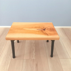 ローテーブル　サクラ　無垢材　レジン　折り畳み脚 1枚目の画像